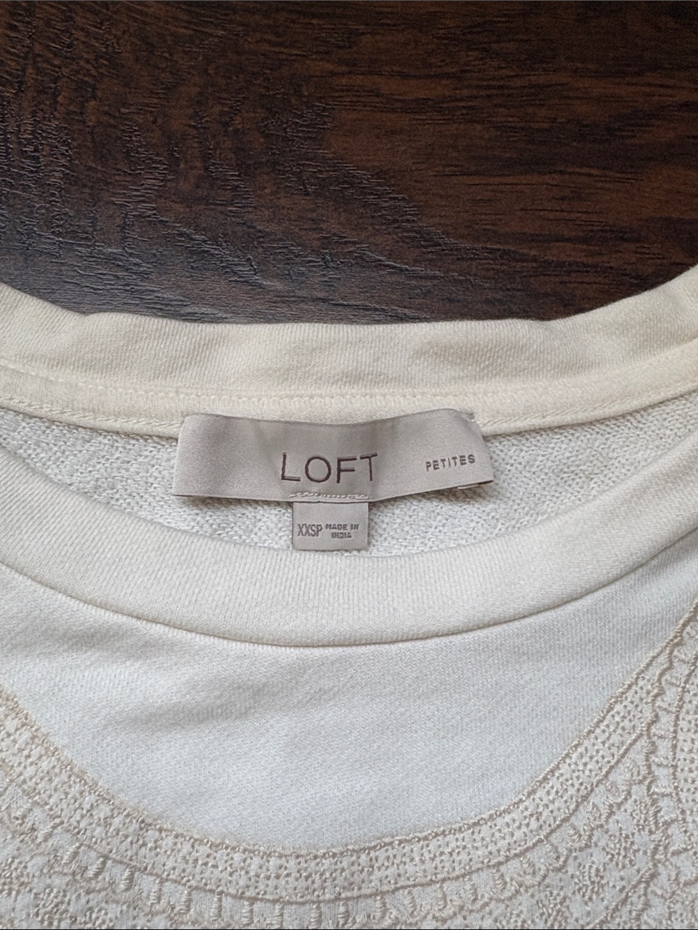 LOFT Cream Embroidered Pullover - Picture 4 of 6